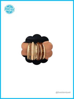 Stackable Gold Bangle Bracelets Set Resin Metal Chunky Hammered Wrap Jewelry